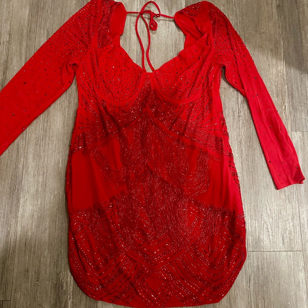 Fashion Nova Red Long Sleeve Dress - Picture 4 of 6